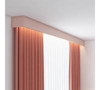Scatole portaoggetti 3 in 1 per aste per tende, copertura privacy per doppi binari, montaggio a soffitto in lega di alluminio, facile da montare, rosa, 290 cm, perfette per la decorazione della casa