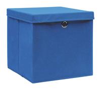 Scatole Portaoggetti con Coperchi 10pz Blu 32x32x32 cm Tessuto