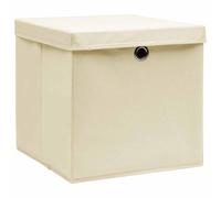 Scatole Portaoggetti con Coperchi 10pz Crema 32x32x32cm Tessuto