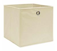Scatole Portaoggetti con Coperchi 10pz Crema 32x32x32cm Tessuto