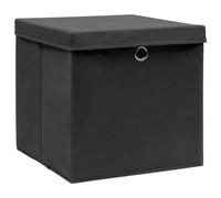 Scatole Portaoggetti con Coperchi 10pz Neri 32x32x32 cm Tessuto