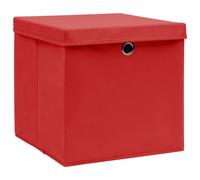 Scatole Portaoggetti con Coperchi 10pz Rosse 32x32x32cm Tessuto
