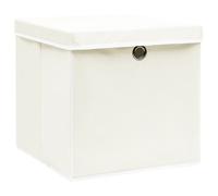 Scatole Portaoggetti con Coperchi 4pz Bianco 32x32x32cm Tessuto