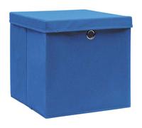 Scatole Portaoggetti con Coperchi 4pz Blu 32x32x32 cm Tessuto