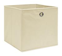 Scatole Portaoggetti con Coperchi 4pz Crema 32x32x32 cm Tessuto