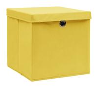 Scatole Portaoggetti con Coperchi 4pz Gialle 32x32x32cm Tessuto