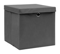 Scatole Portaoggetti con Coperchi 4pz Grigi 32x32x32 cm Tessuto