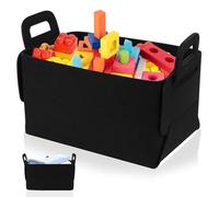 Scatole Portaoggetti in Feltro, Cestino Portaoggetti in Feltro, Cesto Portaoggetti in Feltro, Cestini Portaoggetti in Tessuto Pieghevoli con Manici per Armadio Casa Ufficio - Nero, 25 x 18 x 15 cm