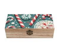 Scatole portaoggetti in legno a forma di bastoncino di zucchero natalizio con coperchio incernierato, portagioie con serratura, scatole portaoggetti per lettere, artigianato e archiviazione di foto.