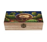 Scatole portaoggetti in legno a forma di cactus e riccio, scatola portaoggetti in legno in stile vintage con coperchio incernierato, scatole portaoggetti decorative per gioielli e foto per organizz