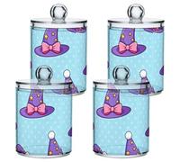 Scatole portaoggetti in plastica trasparente con coperchio a forma di cappello magico viola a forma di cartone animato, per dispensa, essenziali, per riporre il filo interdentale, per cotton fioc