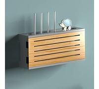 Scatole portaoggetti per router Wi-Fi,Scatola portaoggetti per router wireless Wi-Fi, scatola di copertura presa in legno, ripiano per router, ripiano per set-top box a parete senza fori-Tip