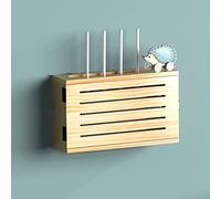 Scatole portaoggetti per router Wi-Fi,Scatola portaoggetti per router wireless Wi-Fi, scatola di copertura presa in legno, ripiano per router, ripiano per set-top box a parete senza fori-Ti