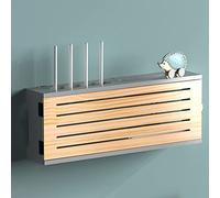 Scatole portaoggetti per router Wi-Fi,Scatola portaoggetti per router wireless Wi-Fi, scatola di copertura presa in legno, ripiano per router, ripiano per set-top box a parete senza fori-Ti