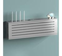 Scatole portaoggetti per router Wi-Fi,Scatola portaoggetti per router wireless Wi-Fi, scatola di copertura presa in legno, ripiano per router, ripiano per set-top box a parete senza fori-Ti