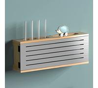 Scatole portaoggetti per router Wi-Fi,Scatola portaoggetti per router wireless Wi-Fi, scatola di copertura presa in legno, ripiano per router, ripiano per set-top box a parete senza fori-Ti
