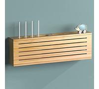 Scatole portaoggetti per router Wi-Fi,Scatola portaoggetti per router wireless Wi-Fi, scatola di copertura presa in legno, ripiano per router, ripiano per set-top box a parete senza fori-Ti