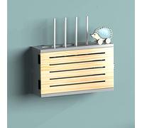 Scatole portaoggetti per router Wi-Fi,Scatola portaoggetti per router wireless Wi-Fi, scatola di copertura presa in legno, ripiano per router, ripiano per set-top box a parete senza fori-Ti