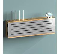 Scatole portaoggetti per router Wi-Fi,Scatola portaoggetti per router wireless Wi-Fi, scatola di copertura presa in legno, ripiano per router, ripiano per set-top box a parete senza fori-Ti