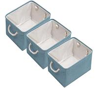 Scatole portaoggetti pieghevoli in tessuto con manici in corda, set da 3 pezzi per nizing giocattoli, vestiti e oggetti essenziali per il bagno, cestini eleganti per armadi e armadi (36 x 26 x 16 cm)