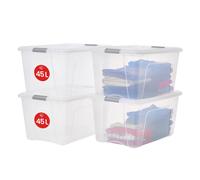 SCATOLE PORTAOGGETTI PLASTICA 45L CON COPERCHIO LOTTO 4 ARGENTO ORGANIZZAZIONE C