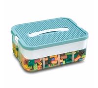 Scatole portaoggetti trasparenti, impilabili, con coperchio, manici, in plastica, multi scomparti, per riporre giocattoli, gioielli, artigianato, attrezzi, Lego (verde, 1 ripiano)