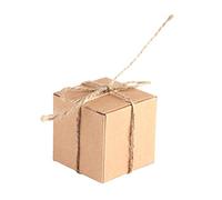 Scatole quadrate in carta kraft marrone per bomboniere, caramelle, cioccolatini, feste, 50 pezzi