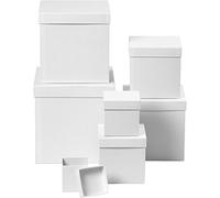 Scatole quadrate, quadrate, dimensioni 7,5+10+13+15+18+20+23 cm, H: 7,5+10+13+15+18+20+23 cm, bianco, 7pz