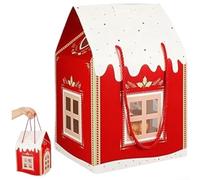Scatole regalo 3D Christmas Wonderland Cottage per organizzare dolcetti, con costruzione e assemblaggio pieghevole per una rapida installazione durante le riunioni stagionali (rosso)