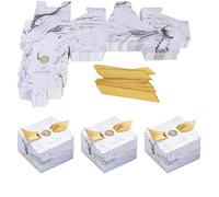 Scatole Regalo Caramella Carta con Nastro, 50 Pcs, Bomboniera Matrimonio, Scatoline Quadrate Portaconfetti, per Battesimo Anniversario Compleanno Festa
