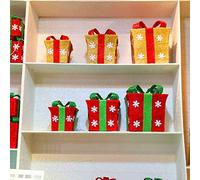 Scatole regalo di Natale, Set di 3 scatole regalo luminose a LED, quadrate, rotonde, decorative, natalizie, in ferro, con fiocco di neve(Square gold)