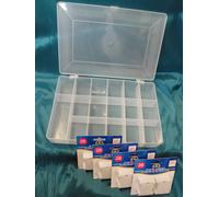 SCATOLE SCATOLA PORTA FILO / MATASSINE PER RICAMO + 112 FARFALLINE DMC..