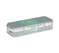 Scatole trasparenti con motivo geometrico floreale verde con scomparti regolabili per matite da ufficio 20,3 x 7,6 x 4,8 cm (lunghezza x larghezza x altezza)