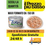 Scatolette da 150 gr Life Cat Natural tonnetto con alicette e surimi