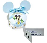 Scatolette portaconfetti Forma di sagoma di Topolino, firmate,Complete di nastrino e bigliettino Personalizzato con Stampa in Omaggio Nascita, Battesimo, Compleanno 68234 (Pezzi 30)