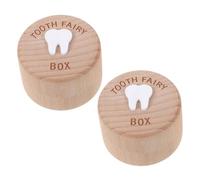 Scatolina Porta Dentini in Legno 2 Pezzi a Forma di Dente | Conservazione Ricordo per Bambini, Uso per Compleanni e Natale, Design Tenero e Leggero