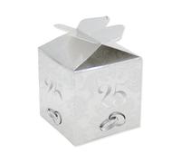 SCATOLINE CUBETTO FIOCCO 25' ANNIVERSARIO CM. 5X7X5 25 PZ. MATRIMONIO
