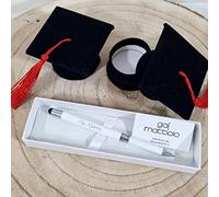 Scatoline laurea porta confetti cappello tocco laurea 24 pezzi con penna bomboniere laurea (24 tocchi neri)