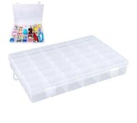 Scatoline trasparenti per stoccaggio con 36 Divisori Regolabili, Custodia Rettangolare Trasparente con Coperchio, Scatola con Coperchio e Divisori Regolabili, Cross Stitch Filo Storage Box Strumenti