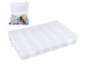 Scatoline trasparenti per stoccaggio con 36 Divisori Regolabili, Custodia Rettangolare Trasparente con Coperchio, Scatola con Coperchio e Divisori Regolabili, Cross Stitch Filo Storage Box Strumenti