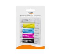 SCATTO ENERGIA CREATIVA | Set 12 Kit Tempere - 5 Colori Primari per Kit - Tubetti da 12 ml - Pittura a Tempera Lavabile - Ideale per Scuola, Hobby e Attività Creative