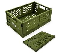 SCATTO ENERGIA CREATIVA | Set 6 Cassette Pieghevoli in Plastica Verde - Mini Contenitori Impilabili - 15×10×6,2 cm - Salvaspazio Richiudibili