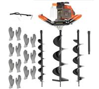 Scavatore a coclea da 52 cc, 2 tempi, alimentato a gas, con 3 punte da trapano a coclea (10,2 cm, 15,2 cm, 20,3 cm), resistente, per scavare giardini e prati (arancione)