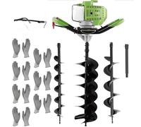 Scavatore a coclea da 52 cc, 2 tempi, alimentato a gas, con 3 punte da trapano a coclea (10,2 cm, 15,2 cm, 20,3 cm), resistente, per scavare giardini e prati, per trapanare piante (verde)