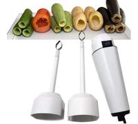 Scavatore elettrico per verdure, in acciaio inox, per zucchine e cetrioli, 2 teste, velocità regolabile, funzionamento con un solo pulsante