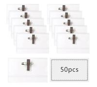 SCBOY 50 Pezzi Porta Badge Con Clip E Pin Pvc Trasparente Titolare Di Carta D'identità Con Badge Vuoti Per Biglietti Da Visita Titolare Di Carta D'identità (9 X 5,6 Cm)
