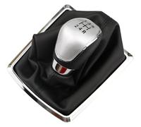 SCBSTKBGGW Manopola Cambio Auto Per Ford Per Focus 2 MK2 2005-2011 Per Fiesta Per Kuga 2008-2012 Pomello Cambio A 5 6 Marce Cuffia Pelle(5 Silver With Dust)