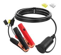 SCCKE 6FT/1.8m 14AWG 20A 12V 24V Female Car Cigarette Lighter Socket to Battery Alligator Crocodile Clips Connector, Car Battery Clamp-on Extension Charge Cable with 20A Fuse