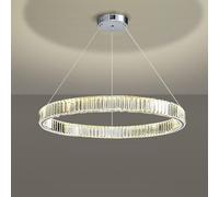 Scdivi Lusso Chdelier Luce di Lusso Cerchio Lampada di Cristallo Semplice Arte Moderna Cristallo Chdelier per Camera da Letto Sala da Pranzo Studio Soggiorno Illuminazione, Chrome, 40cm