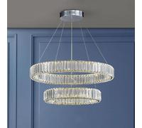 Scdivi Lusso Chdelier Luce di Lusso Cerchio Lampada di Cristallo Semplice Arte Moderna Cristallo Chdelier per Camera da Letto Sala da Pranzo Studio Soggiorno Illuminazione, Chrome, 80cm